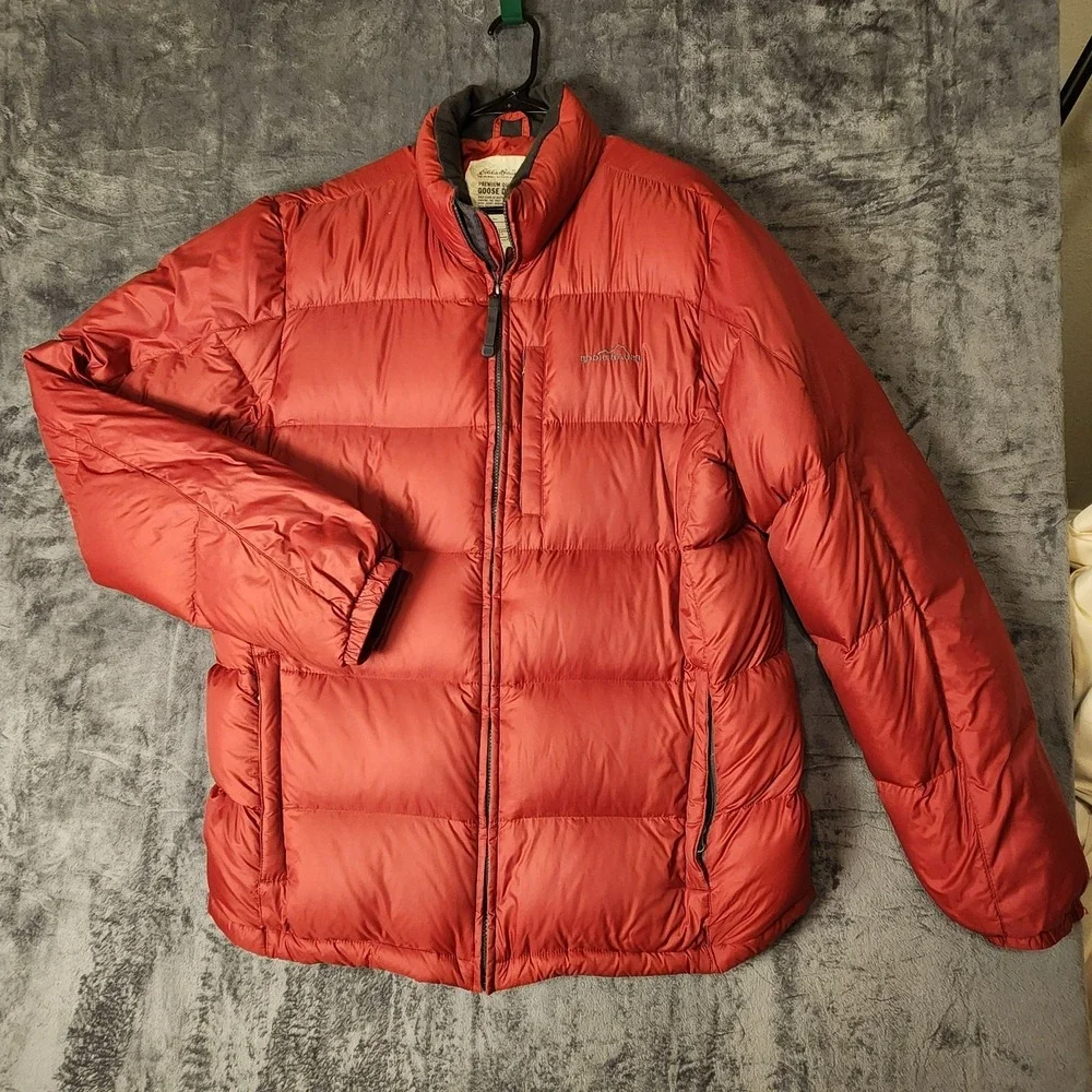 Eddie Bauer Premium Goose Down Puffer Jacket Mens XLT Extra Large Tall Red Coat